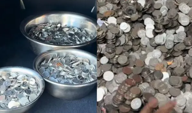 8人端3600个硬币给结婚好友随份子，大爷大妈都惊呆了！